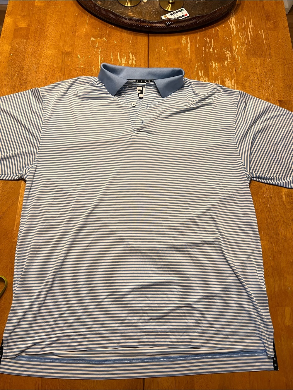 Men's FootJoy Light Blue Striped Polo Shirt